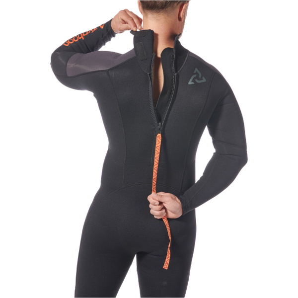 2026 Typhoon Mens Essential 3/2mm Back Zip Wetsuit 250000 - Black / Solar
